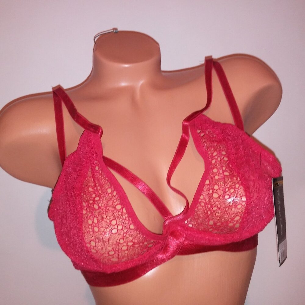 Oh La La Cherie Bra Large Red Strappy Lace‎ Underwire New